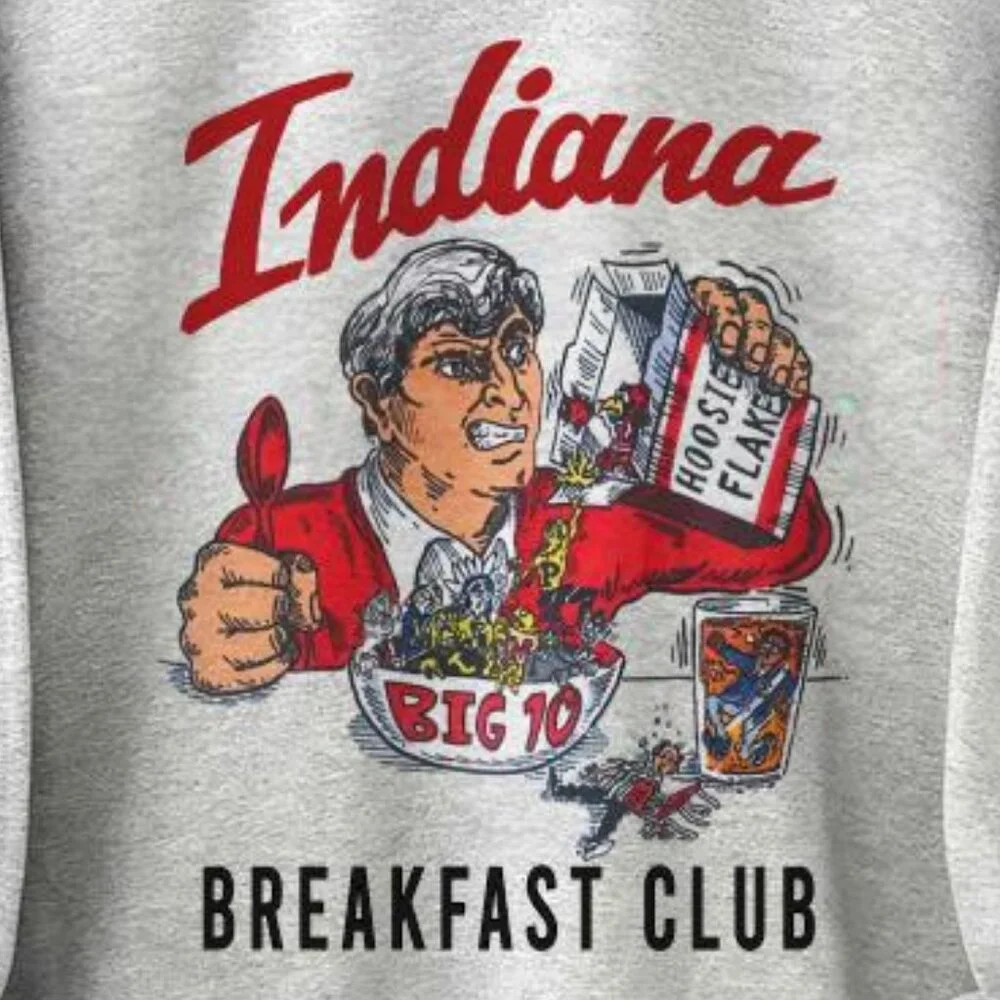 Vintage 90s Indiana Breakfast Club Sweatshirt, University Of Indiana Pullover - Picture 2 of 3